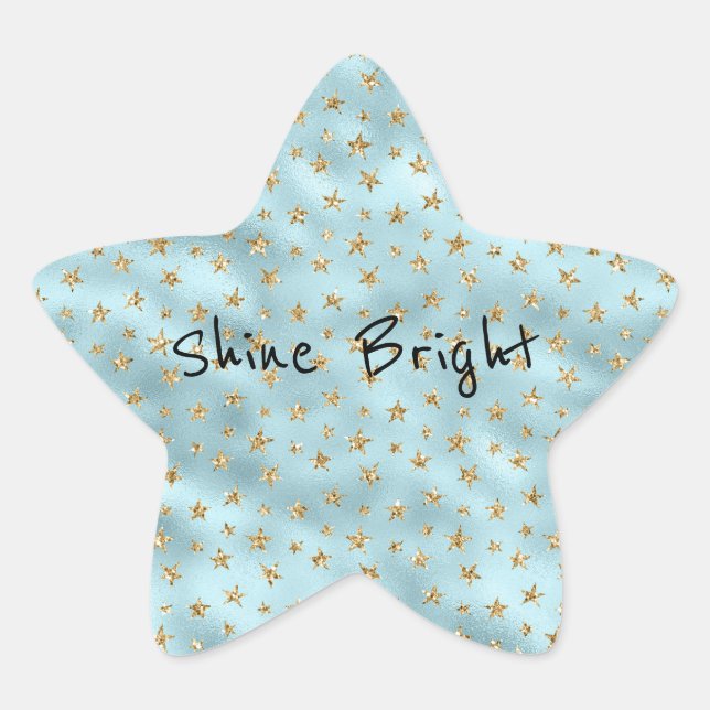 Adesivo Estrela Aqua Mint Dourado Glitter Stars (Frente)