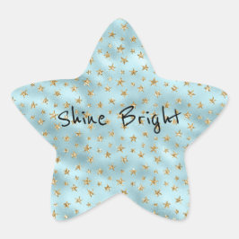 Adesivo Estrela Aqua Mint Dourado Glitter Stars