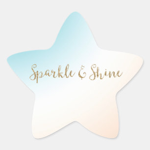 Adesivo Estrela Aqua Peach White Ombre Dourada Glitter Sparkle