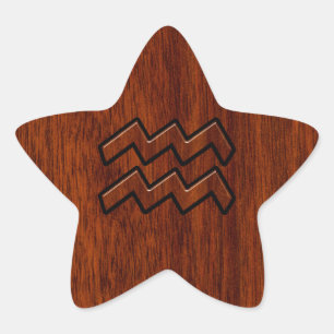 Adesivo Estrela Aquarius Zodiac - Sinal Mahogany - Estilo de Madei
