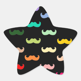 Adesivo Estrela Arco-Íris Colorido com bigode a preto