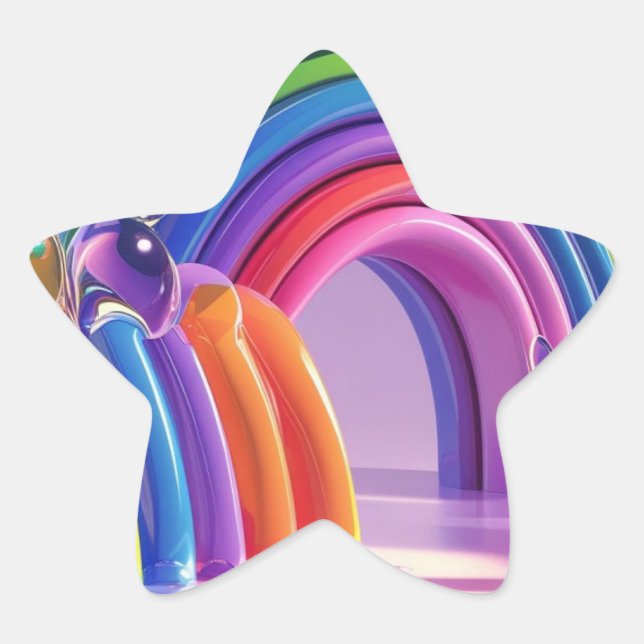 Adesivo Estrela Arco-íris Distorcidos (Frente)