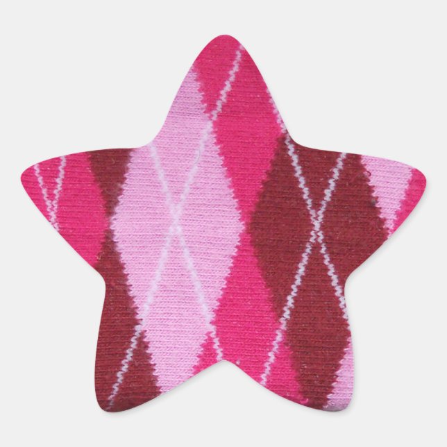 Adesivo Estrela Argyle Coziness Rosa (Frente)