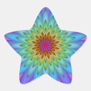 Adesivo Estrela Arte abstrata de flor de arco-íris