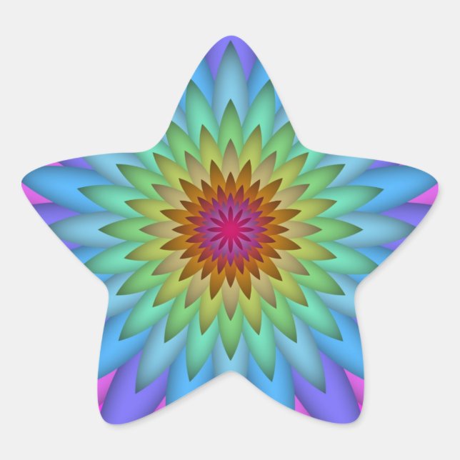 Adesivo Estrela Arte abstrata de flor de arco-íris (Frente)