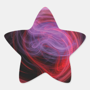 Adesivo Estrela Arte Abstrata Onda Vermelha