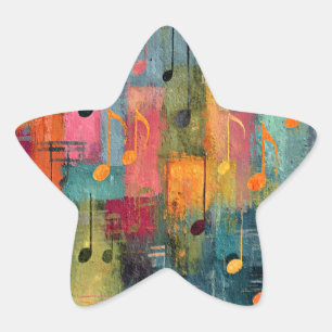 Adesivo Estrela Arte abstrata tema musical