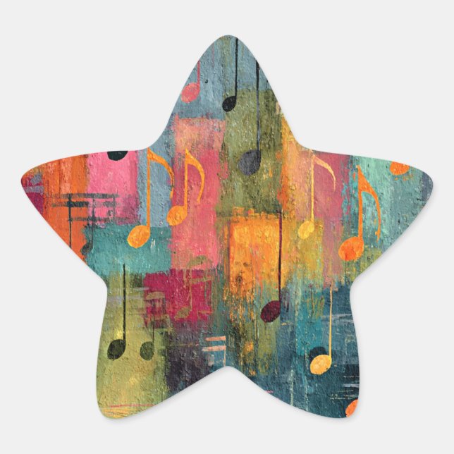 Adesivo Estrela Arte abstrata tema musical (Frente)
