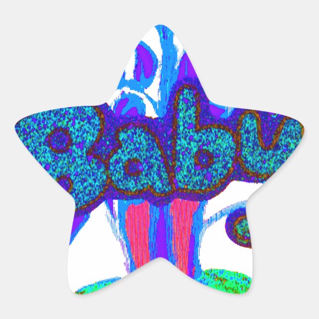 Adesivo Estrela Arte Azul Suave Com Ciano: Toque De Bebê. (Frente)