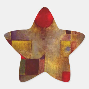 Adesivo Estrela Arte Colorida Abstrata Balão Vermelho Paul Klee 