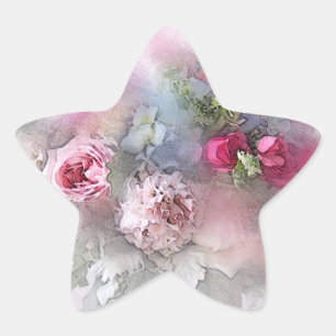 Adesivo Estrela Arte de Aquarela Personalizada Rosas Vermelhas Ros