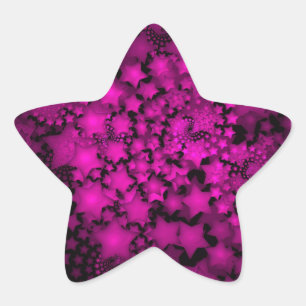 Adesivo Estrela Arte Fractal Estrelas Neon Rosa Quente