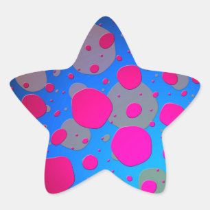 Adesivo Estrela Arte Moderna Rosa Brilhante e Azul