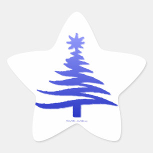 Adesivo Estrela Árvore de Natal Estêncil Azul Cobalto
