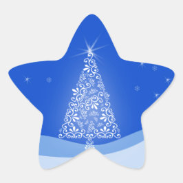 Adesivo Estrela Árvore de Natal Luz Noturna Estrelas Azul Branco A