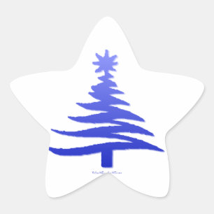 Adesivo Estrela Árvore de Natal Moderna Estêncil Impressão Azul