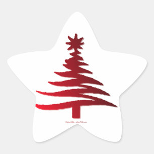 Adesivo Estrela Árvore de Natal Moderna Estêncil Impressão Vermelh