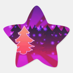 Adesivo Estrela Árvores de Natal Sombras de Roxo