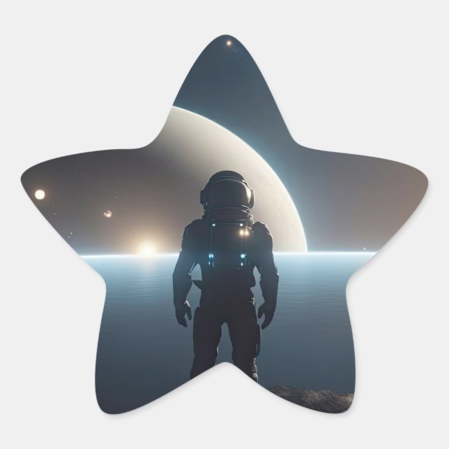 Adesivo Estrela Astronautas flutuando no universo (Frente)