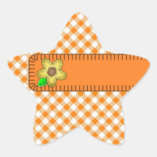 Adesivo Estrela Autocolante amarelo Gingham com seringa