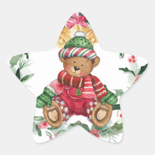 Adesivo Estrela Autocolante de Urso de Natal
