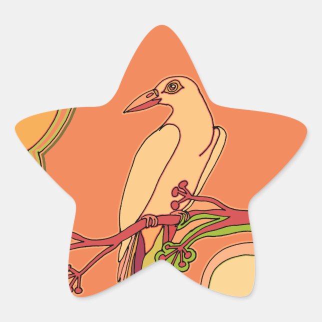 Adesivo Estrela Aves Whimsical (Frente)