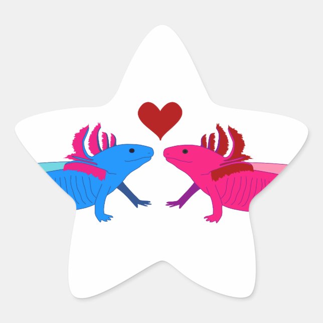 Adesivo Estrela Axolotl em Love (Frente)