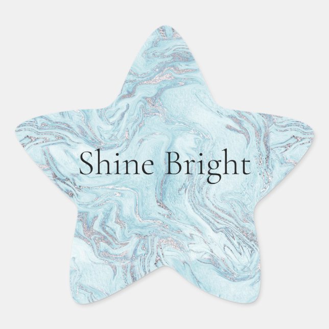 Adesivo Estrela Azul Aqua Silver Marble Swirls (Frente)