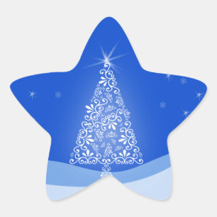 Adesivo Estrela Azul Branca, Árvore de Natal Meritíssimo, Estrelas