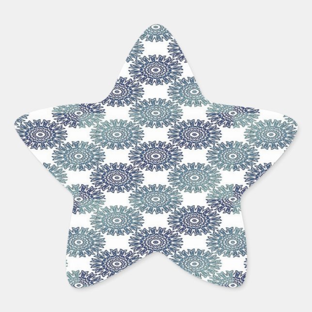 Adesivo Estrela Azul-damasco em branco (Frente)