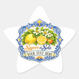 Adesivo Estrela Azulejo Mediterrâneo de Limão – Arte em Aquarela c