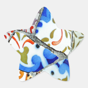 Adesivo Estrela Azulejos de mosaico de Guell do parque de Gaudi