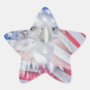 Adesivo Estrela Bald Eagle Head e American Flag