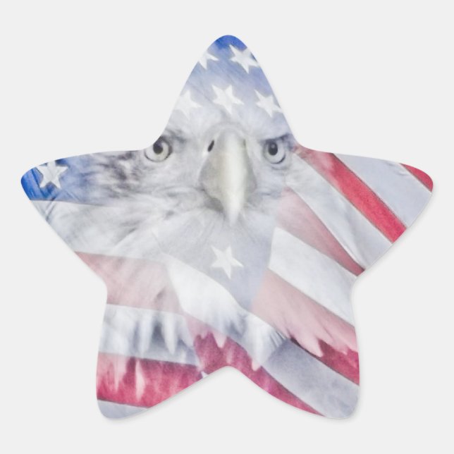 Adesivo Estrela Bald Eagle Head e American Flag (Frente)