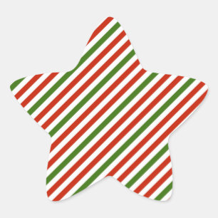 Adesivo Estrela Bandas de Natal Diagonais Vermelhas e Verdes