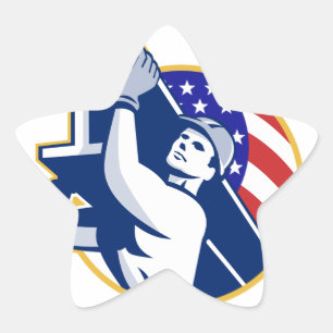 Adesivo Estrela Bandeira americana do Eu-Feixe do trabalhador de