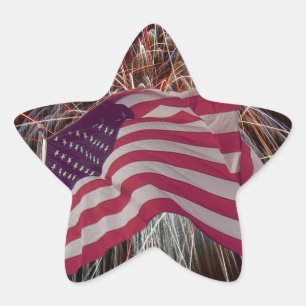 Adesivo Estrela Bandeira Americana e Fogos de Artifício
