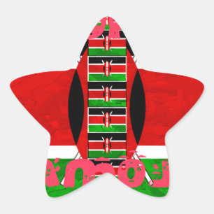 Adesivo Estrela Bandeira do Quênia: Tuko Pamoja - Design de Arte U