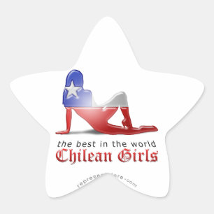 Adesivo Estrela Bandeira Silhouette Girl Chilena