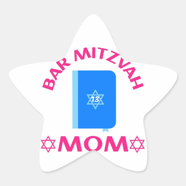 Adesivo Estrela Bar Mitzvah Mãe, Bar Mitzvah, Estrela de David (Frente)