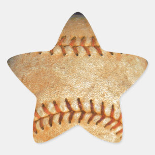 Adesivo Estrela Baseball Branco Vintage com costura vermelha