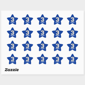 Adesivo Estrela Baseball Número 3 Personalizado