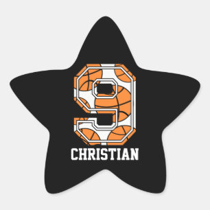 Adesivo Estrela Basquetebol personalizado número 9