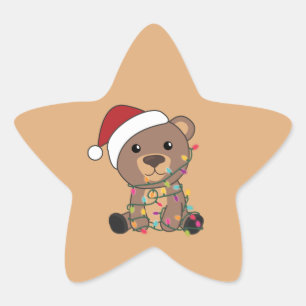 Adesivo Estrela Bear Feliz Natal Animais de inverno Bears Star Sti