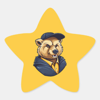 Adesivo Estrela Bear Mascot | Azul e Dourado - Equipe da Escola