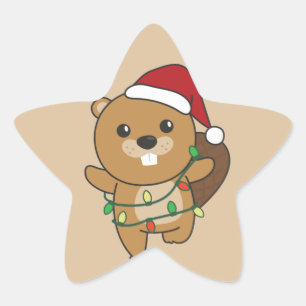 Adesivo Estrela Beaver de inverno Animais Beaver Star Stick