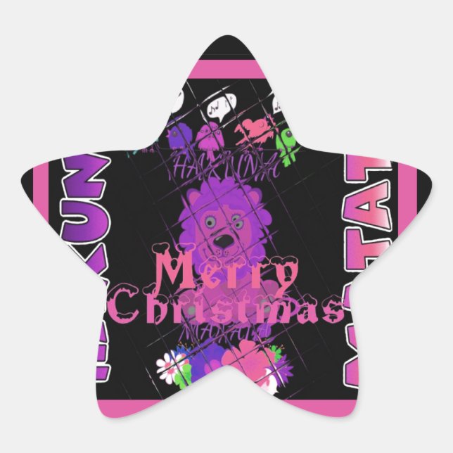 Adesivo Estrela Bebê rosa Belo Feliz Natal Hakuna Matata (Frente)