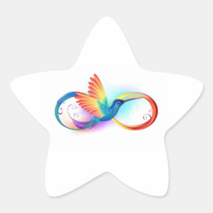 Adesivo Estrela Beija-flor Arco-íris com símbolo de Infinito