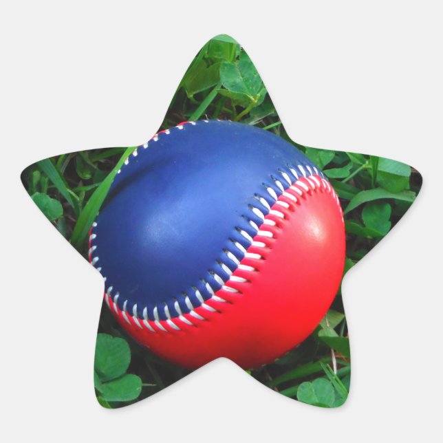 Adesivo Estrela Beisebol Vermelho e Azul com Pintura Branca (Frente)
