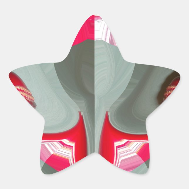 Adesivo Estrela bela cinza de cinzas vermelhas motif geométrico AR (Frente)